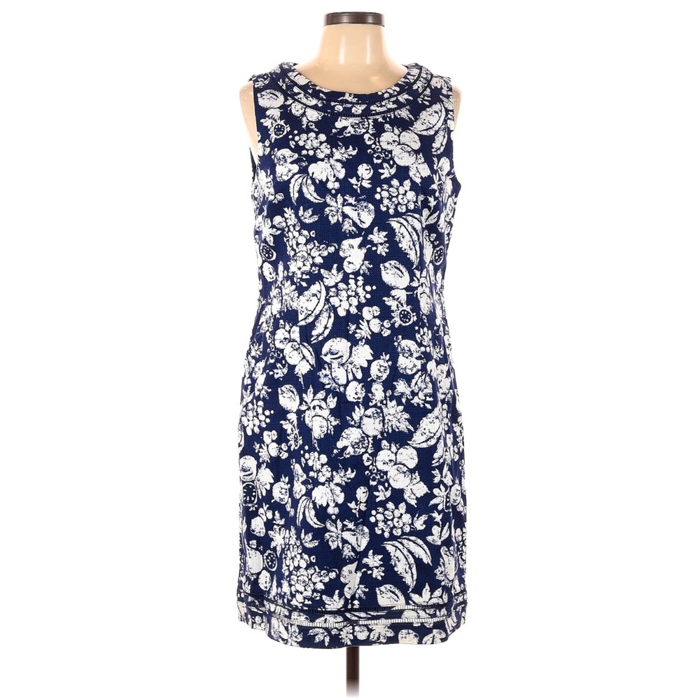 Talbots White Fruit print Woven lined sheath casual mini dress 👗